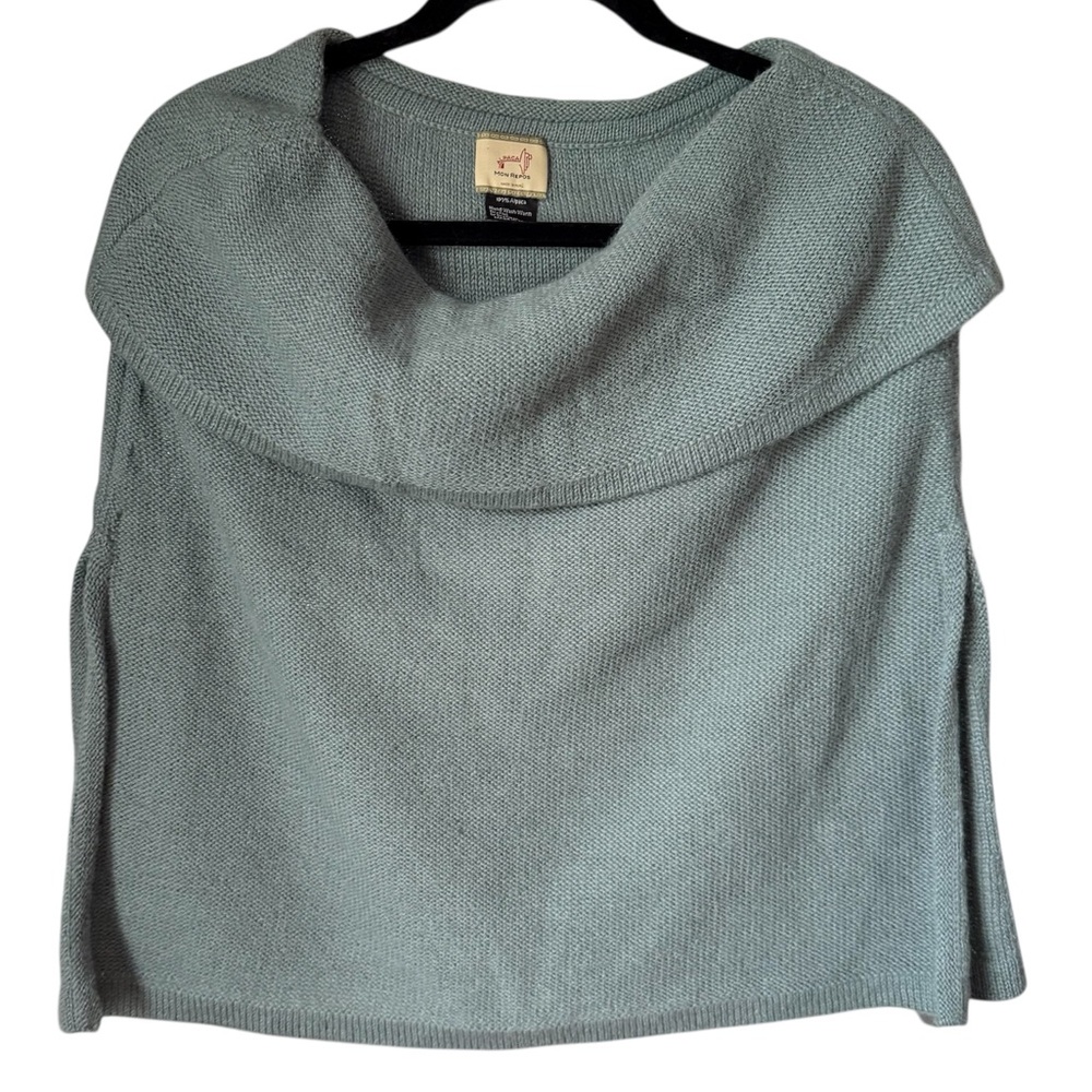 Mon Repos Alpaca Wool Cowl Neck Poncho, One Size